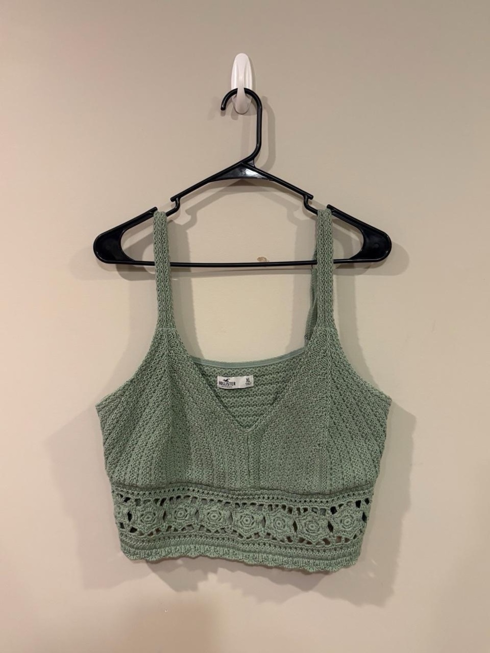Hollister Sage Green Crochet Crop Tank